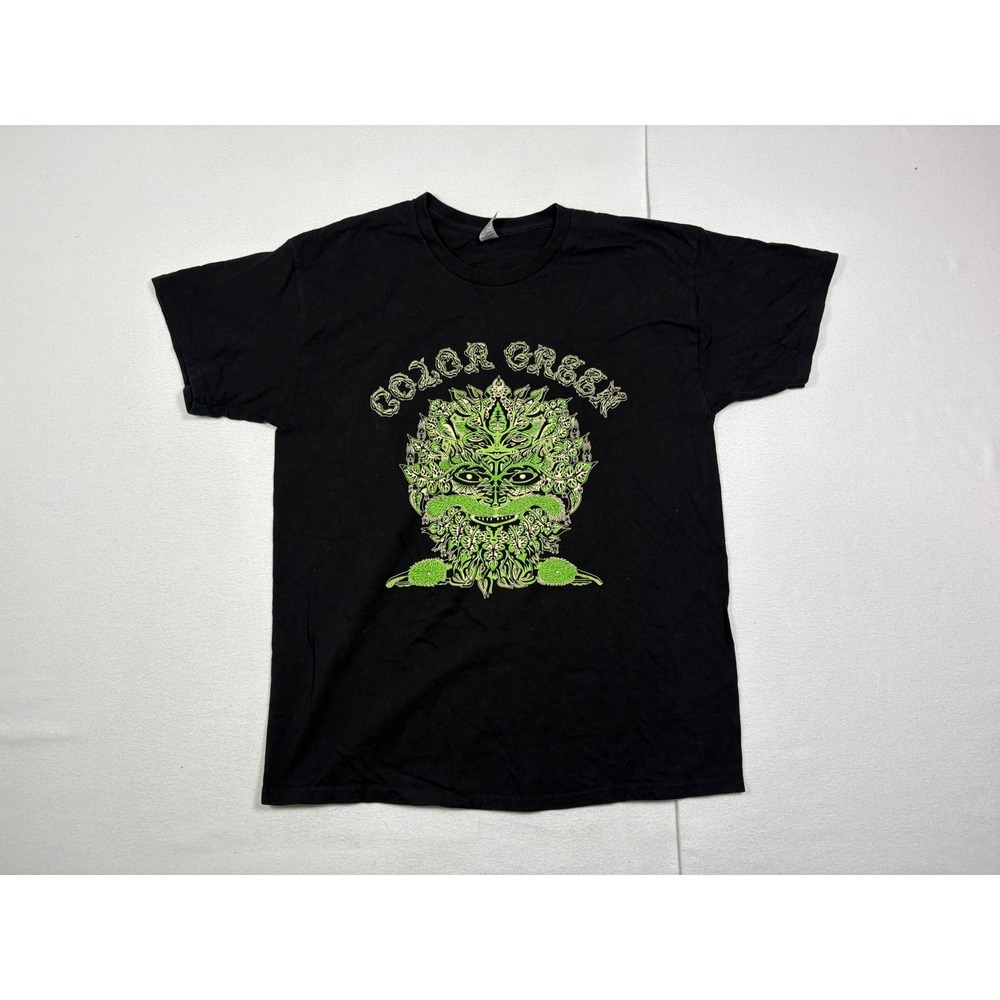 Color Green Band Graphic T-Shirt Mens Large Black Gildan Ultra Cotton Tee